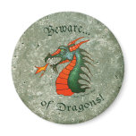 Beware Dragons Stone magnet