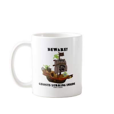 Beware! Ghosts Lurking Inside (Android) Coffee Mug by wordsunwords