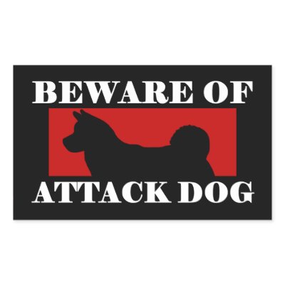 Beware of Attack Dog - Akita Sticker by MenagerieMayhem
