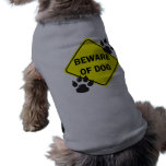 Beware of Dog with paws - Dog t-shirt pet clothing