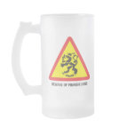 Beware of Lions Frosted Glass Mug
