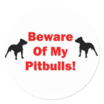 Beware of Pitbull Round Sticker