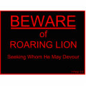 Beware of Roaring Lion Christian Sign photo sculptures