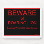 Beware of Roaring Lion - Large Christian Mouse Pad