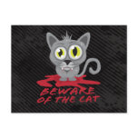 Beware Of The Cat Postcard