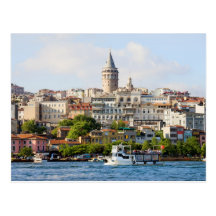 Beyoglu District and Galata Tower in Istanbul Post Card