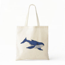 BF- Blue Whale Cartoon Tote Bag