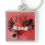 BFF Best Friends Forever Grunge Heart Keychain