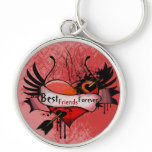 BFF Best Friends Forever Grunge Heart Keychain