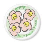BFF Best Friends Forever Pink Flowers Fridge Magnet