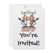 BFF cow best friends forever buddies Custom Invitation