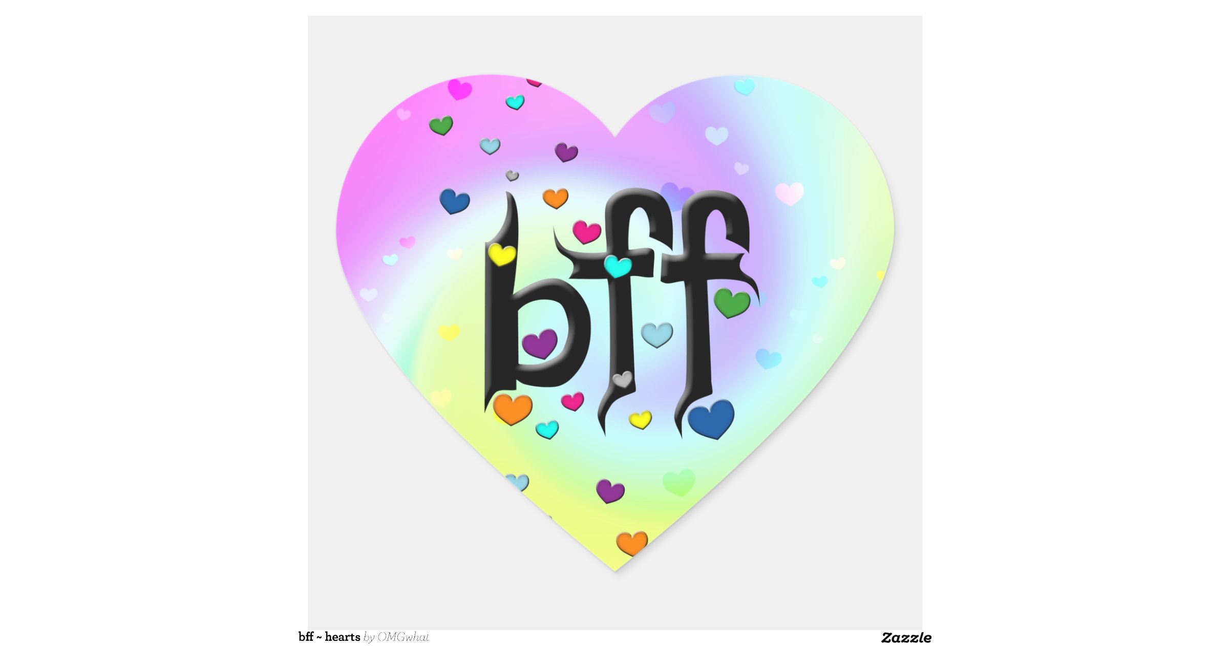 bff ~ hearts heart sticker | Zazzle