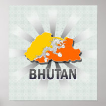 Bhutan Flag Map 2.0 Poster