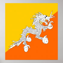 Bhutan High quality Flag Poster