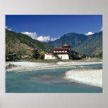 Bhutan, Punaka. The Mo Chhu River flows past