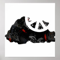 Bhutan Trendy Peace Sign with Bhutanese map Print