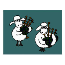 BI- Awesome Sheep Playing Bagpipes Post Card