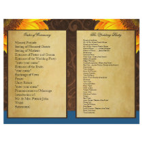 Bi Fold Blue Sunflower Wedding Ceremony Programs