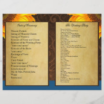 Bi Fold Blue Sunflower Wedding Ceremony Programs Full Color Flyer