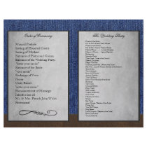 Bi Fold Denim Western Wedding Ceremony Programs Full Colour Flyer