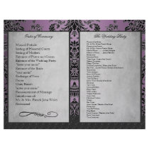 Bi Fold Purple Damask Wedding Ceremony Programs Custom Flyer