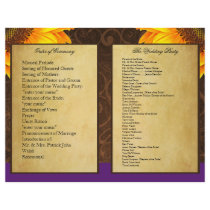 Bi Fold Purple Sunflower Wedding Ceremony Programs