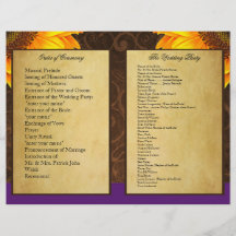 Bi Fold Purple Sunflower Wedding Ceremony Programs Full Color Flyer
