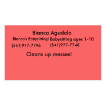 Bianca Agudelo, Bianca's Babysitting!, (541)977... Business Card Template