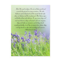 Bible passage, bluebells close up postcard