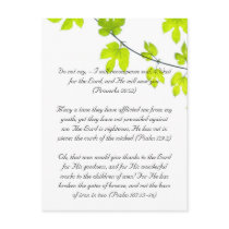 Bible passage, green leaves post card