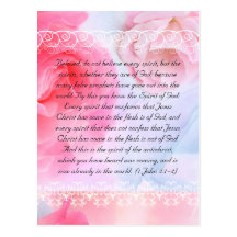 Bible passage, pink roses on blue post cards