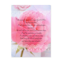 Bible passage, pink roses on blue post cards