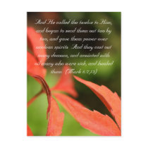 Bible passage, red leaves close up post cards