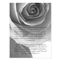 Bible passage, rose close up black and white post cards