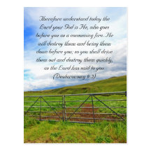 Bible passage, Scottish fields Post Card