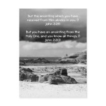 Bible passage, seaside and dramatic sky b& w post card