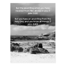 Bible passage, seaside and dramatic sky b& w post card