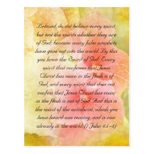 Bible passage, test the spirits post cards
