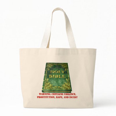 Bible Sex Violence Warning Tote Bags by godless_heathen