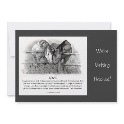 BIBLE VERSE: WEDDING INVITE: HORSES, PENCIL by joyart