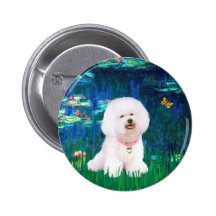 Bichon Frise 1 - Lilies #5 Button