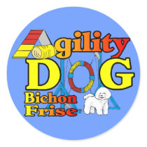 Bichon Frise Agility Gifts Round Stickers