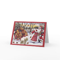 Bichon Frise Christmas Card Santa Bears