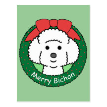 Bichon Frise Christmas Post Cards