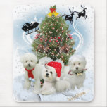 Bichon Frise Family Await Visit From Santa gifts mousepads