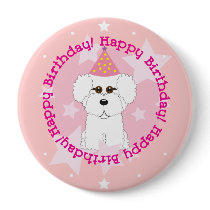 Bichon Frise Happy Birthday Button
