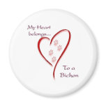 Bichon Frise Heart Belongs Fridge Magnet