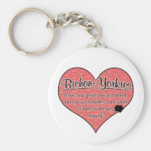 Bichon-Yorkie Paw Prints Dog Humour Keychains