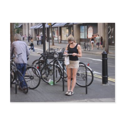 Bicycle a miniskirt postcard by nightsoflondon