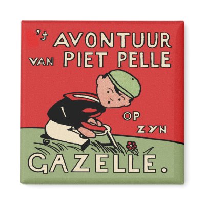 Bicycle Adventures of Piet Pelle Fridge Magnet by VintageCabaret